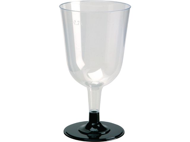 Wijnglas Duni zw voet transparant/pk12